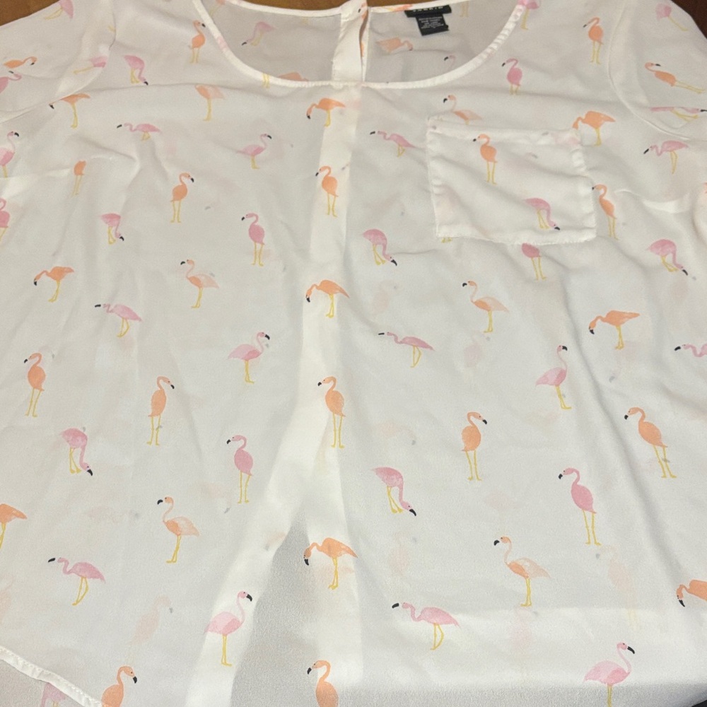 Torrid Flamingo Print Sheer Blouse